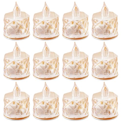 AYMXZT 12PCS Flameless Candles, Battery Operated LED Tea Lights for Valentine‘s Day, Christmas, Wedding, Anniversary, Tabl...