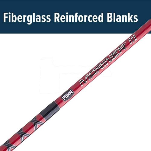 PENN Mariner III Boat Conventional Fishing Rod, Black/Red, 9' - Medium Light - 2pc - 10-17lb