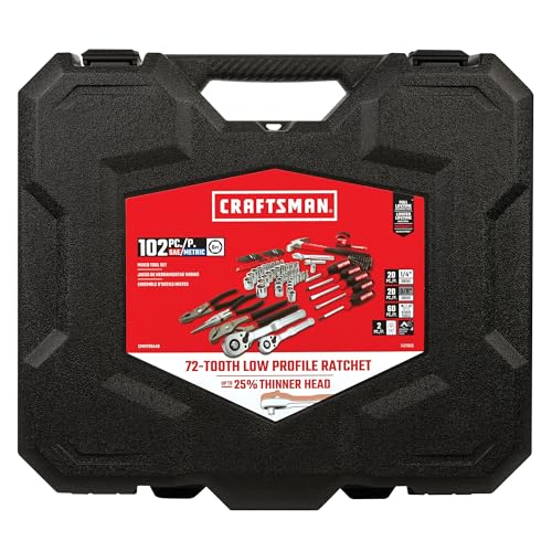 CRAFTSMAN 102-Piece Tool Kit for Home and Car, Durable Hand Tools Set with SAE and Metric Socket Set, Screwdrivers, Wrenc...