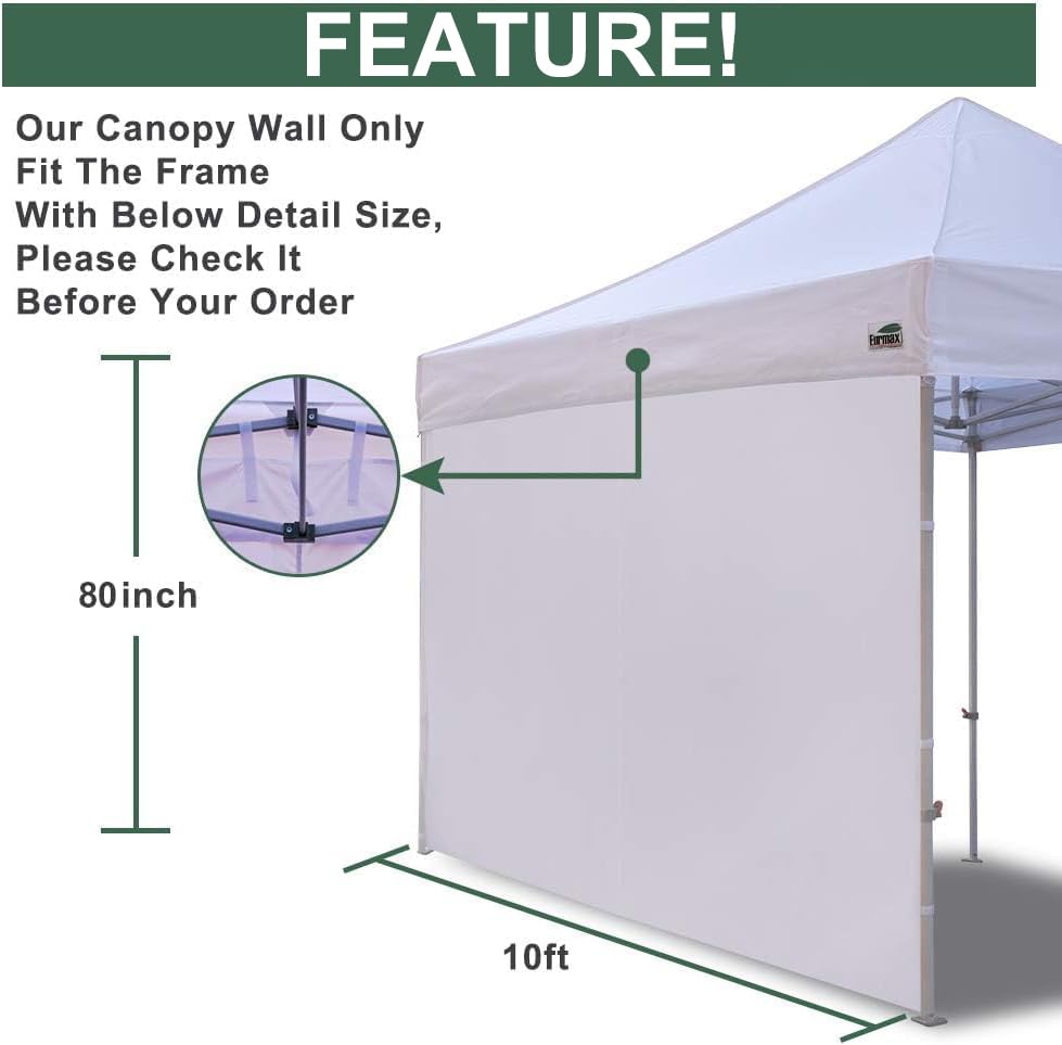 Eurmax USA Instant Canopy SunWall Tent Sidewalls for 10x10 Pop Up Canopy Tent,1 Pack Sidewall Only (White)