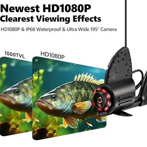 2026 𝐍𝐄𝐖 [Audio+Video Record] HD1080P Ice Fishing Camera w/DVR 32GB, 10000mAh, 5'' OLED, Ice Fishing Camera Underwater ...