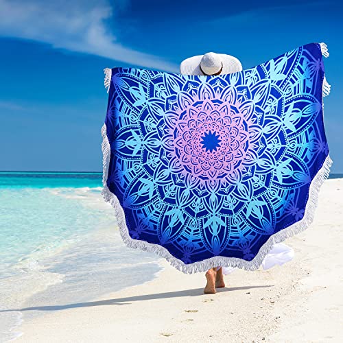 Large Microfiber Boho Mandala Beach Towel Round Bohemian Beach Blanket Hippie Indian Throw Blanket Beach Tapestry Sand Fre...