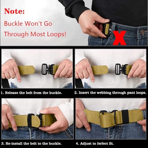 Men's Tactical Belt - Heavy Duty Nylon Web Belt with Quick Release Buckle