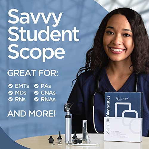 Zyrev Otoscope Oph Diagnostic Set - 36 Piece Medical and Nursing Student Otoscope/Opthalmoscope Diagnostic Kit - with Leat...