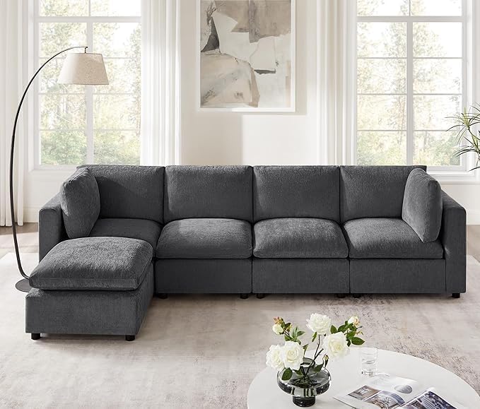 VANOMi Modular Sectional Sofa Convertible Sofa Couch with Ottoman Sectional Sofas for Living Room Small Apartments Gary
