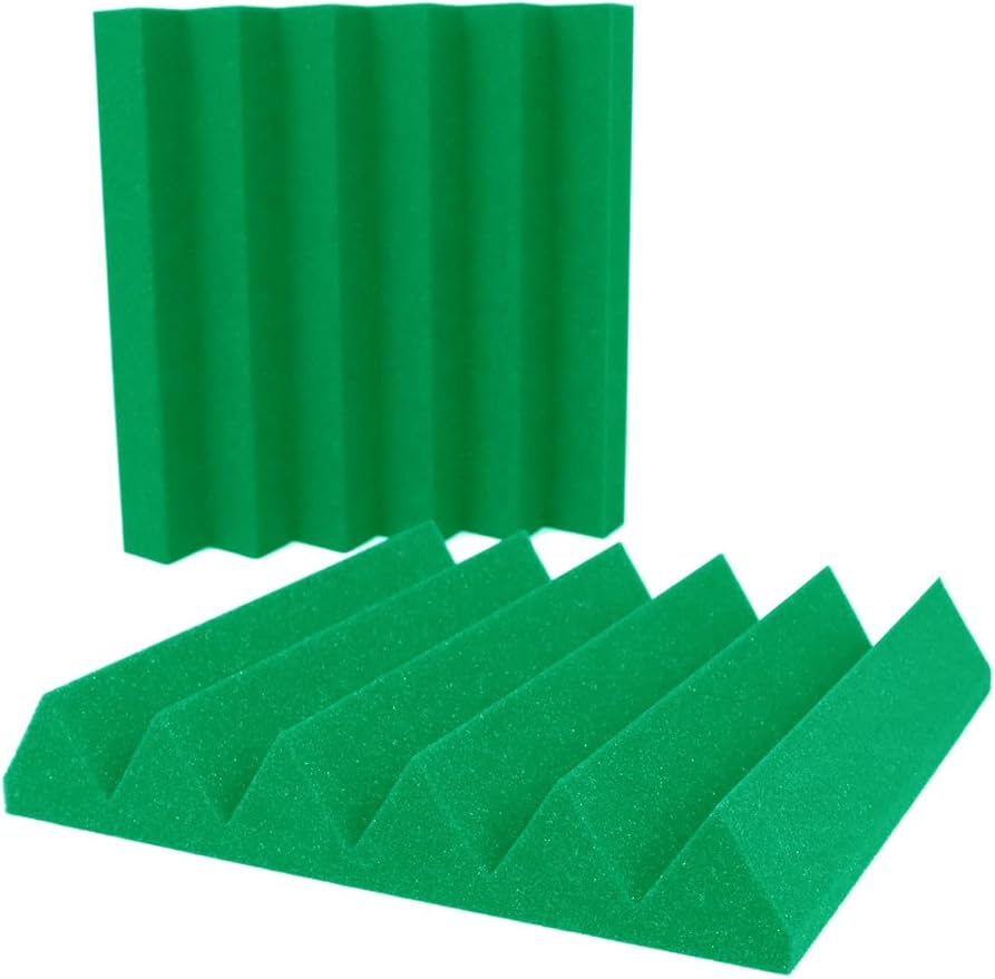 Foam Factory Inc 24 Pack Color Acoustic Foam Panel Studio Soundproofing Wedge Wall Tiles 12” X 12” X 2” (Kelly Green)