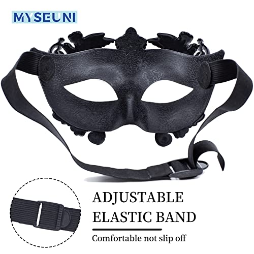 MYSEUNI Masquerade Mask for Men - Roman Greek Mask - Venetian Half Face Mask for Mascarade Ball Mardi Gras Halloween Party