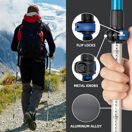 Trekking Poles, Collapsible Hiking Poles,Lightweight and Compact Walking Sticks with Adjustable Height for Men and Women