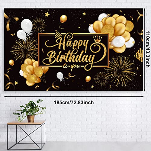 Tatuo Black and Gold Birthday Party Decorations 50 Pieces Gold Black Balloon Arch Garland Kit Happy Birthday Backdrop Bann...