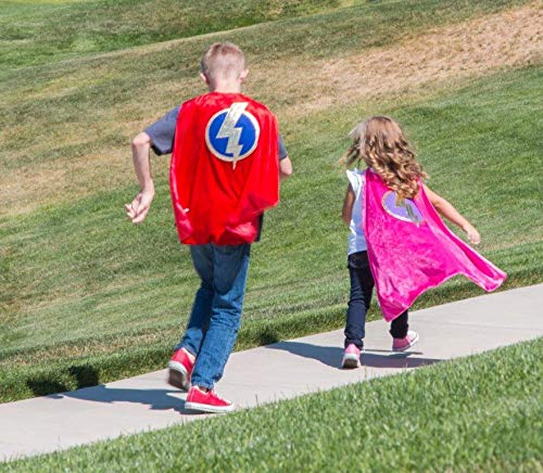 Little Adventures Super Hero Cape & Mask Set Costumes Age 3-8 (Pink Lightning) - Machine Washable Child Pretend Play and Party Dress-Up with No Glitter