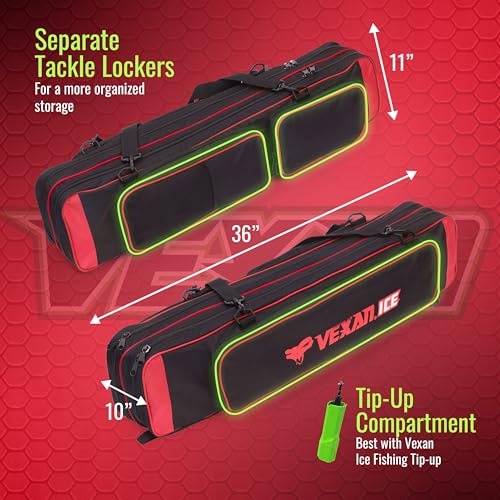Vexan Ice Fishing Rod Case – Water-Resistant Travel Rod & Reel Case with Hard Shell Tube, Spinning Rod & Tip-Up Storage – ...