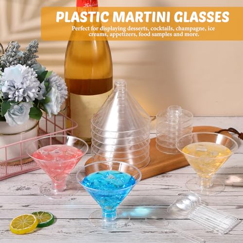 Yinkin 24 Pcs 5 oz Plastic Martini Glasses Disposable Clear Cocktail Dessert Parfait Glasses Unbreakable Mini Martini Cups...