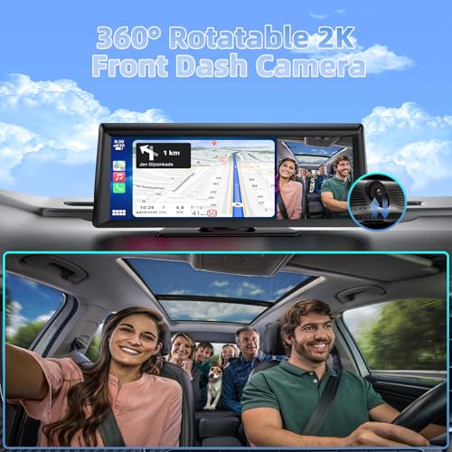8.1" Wireless Carplay Screen for Car with 2K DVR & 1080P Backup Camera, Portable Touchscreen Car Stereo with Carplay & And...