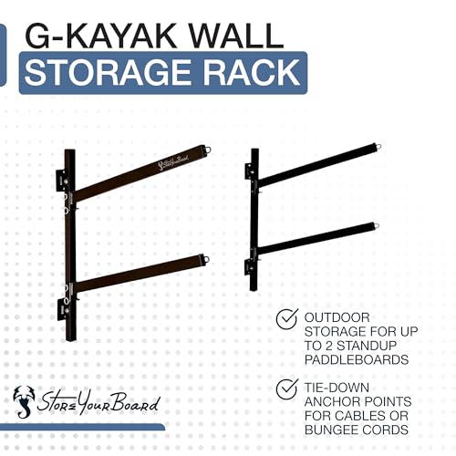 StoreYourBoard G-Kayak Wall Rack – Heavy-Duty Indoor Kayak Rack for 2 Boats, Adjustable Storage Wall Mount Hanger, Space-S...