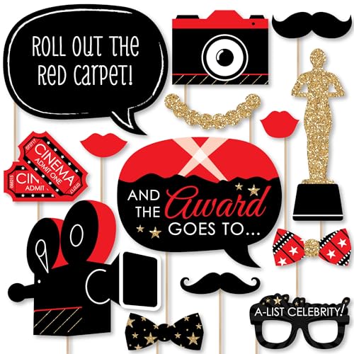 Big Dot of Happiness Red Carpet - Movie Night Essentials, Photo Booth Props, Film-Themed Decorations & Accessories, Awards...