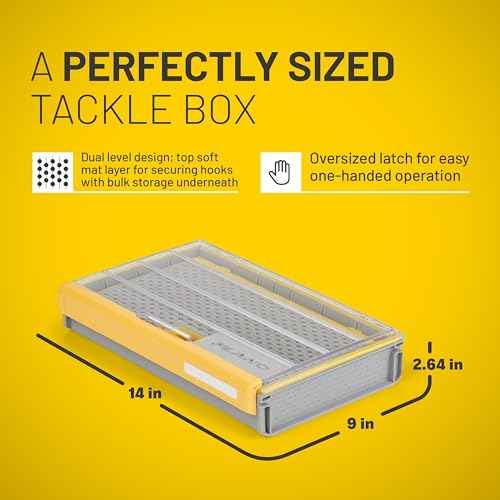 Plano EDGE 3700 Hook Utility Box, Clear/Yellow, Tackle Storage Accessories, Waterproof and Rust-Resistant Container for Fishing Hooks