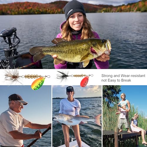 SANWEAL 10/15/16/20PCS Rooster Tail Fishing Lures – High-Efficiency Trout Lures with Brass Spinner, Spinner Baits in Multi...