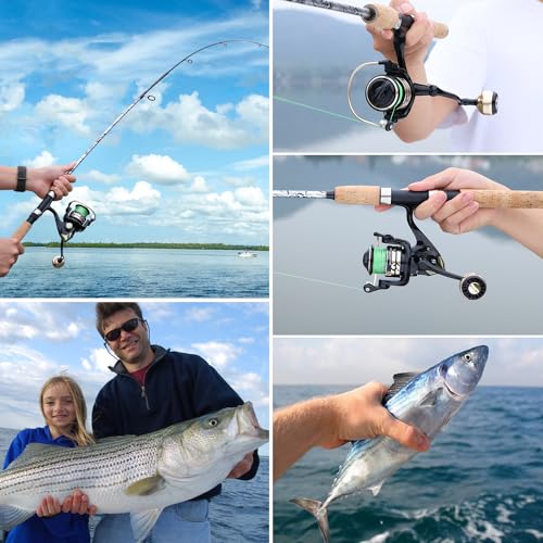 Sougayilang Reel and Fishing Rod Combo, Fiberglass Fishing Pole with Durable P-Cork Rod Handle, Lightweight Graphite Frame