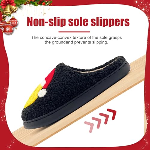 Christmas Slippers For Men and Women, Retro Fuzzy Smile Face Slipper Cozy Furry Plush Happy Cozy Non-slip House Slippers F...