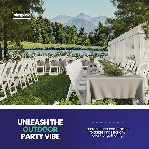 SIMPLEX 4 White Folding Chairs – Resin Stackable Foldable Chairs with Padded Seats – Comfortable White Folding Chairs for ...