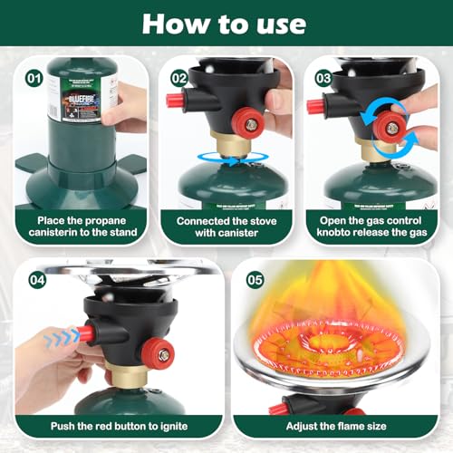 Ruasveltan Camping Stove Propane, Single Burner Propane Stove，Camping Stove with Instant Ignition for Hiking Backpacking a...