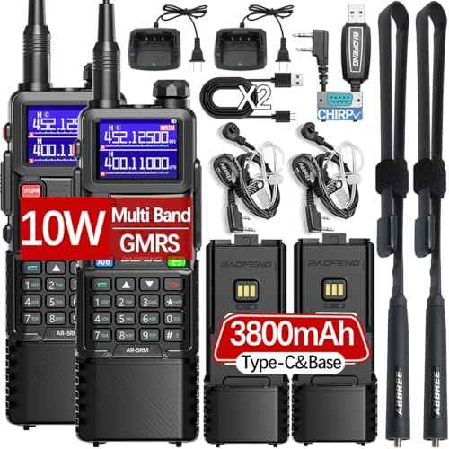 Baofeng Radio Ham Radio Long Range 5RM 10W Handheld Rechargeable 3800mAh Extended Battery NOAA Emergency Weather Tactical Two Way Radio Walkie Talkies For Adults USB-C Charger for Survival Gear,2 Pack