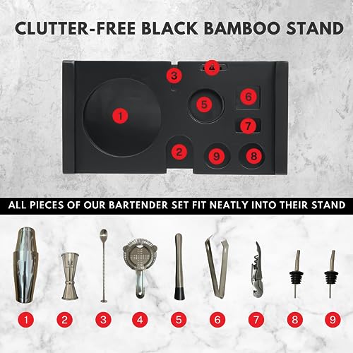 Hawke & Hanley Premium Boston Cocktail Shaker Set Bartender Kit - 12 Piece Mixology Bar Set with Weighted Boston Shaker, B...