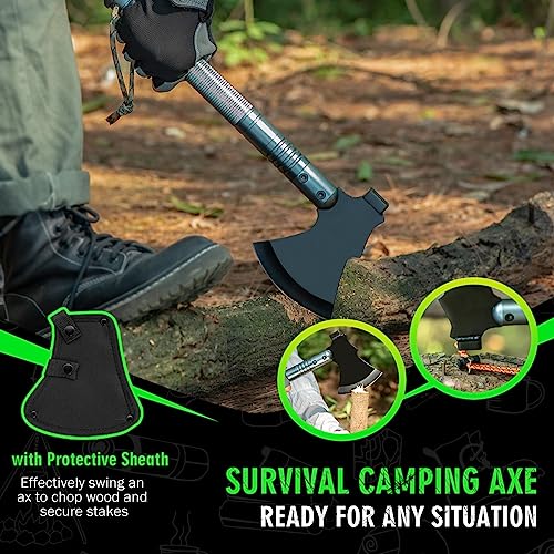 ZENHOSIT Survival Shovel with Camping Axe: Multifunctional Tactical Gear for Outdoor Adventure - 180 Degree Folding Campin...