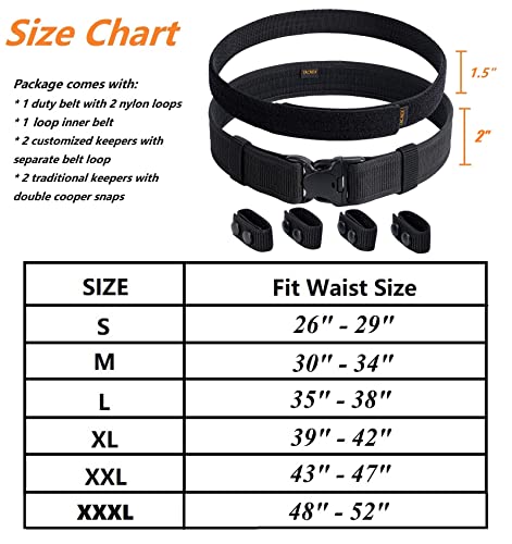 TACNEX Duty Belt w/Hook Lining 4 Keepers 2" Police Law Enforcement Officer Security Nylon Outer Inner Belt
