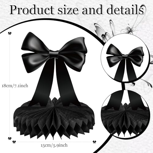 Containlol 9 Pcs Black Bow Birthday Party Decorations Bow Honeycomb Centerpieces Coquette Party Table Decorations Coquette...