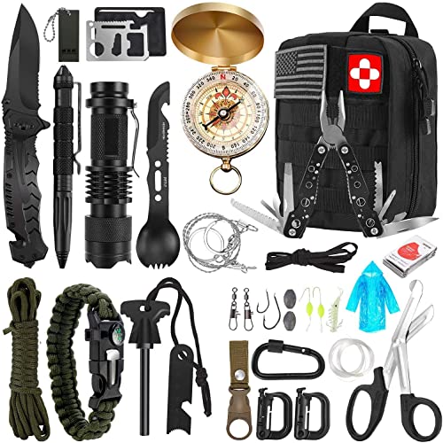Survival Kit, 32 in 1 Professional Emergency Survival Gear Equipment Tools First Aid Supplies with Molle Pouch Gifts Ideas...