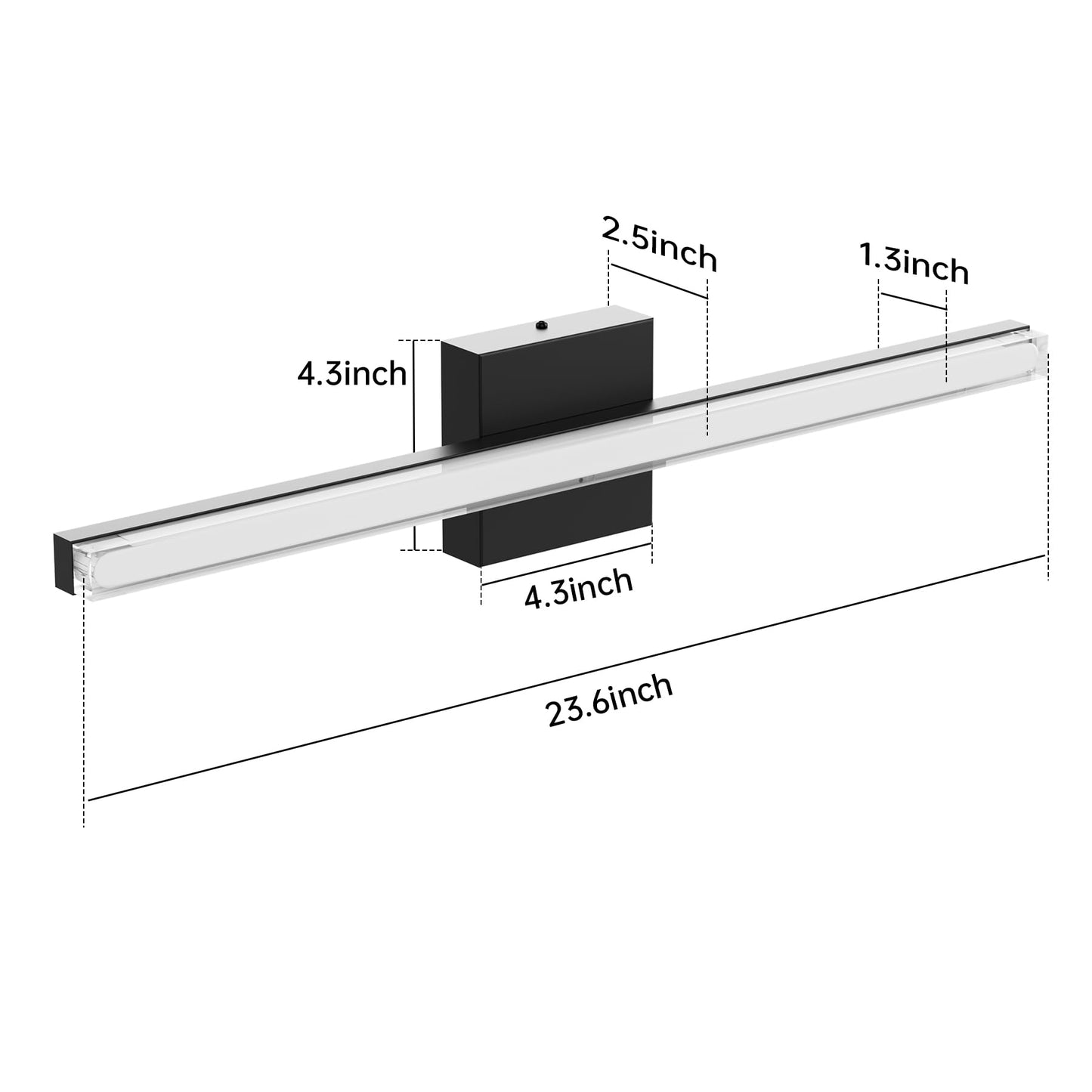 Aourow Modern Bathroom Vanity Lights 20W 2000lm 23.6in,Dimmable 5CCT LED Vanity Lighting Fixture Over Mirror,IP44 Wall Mounting Mirror Light Bar for Bathroom Cabinet(Matte Black)