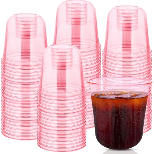 Mkhaslri 100 Pcs Disposable Stemless Glasses Crystal Plastic Wine Glasses Clear Classic PET Drinking Cup for Meeting Weddi...