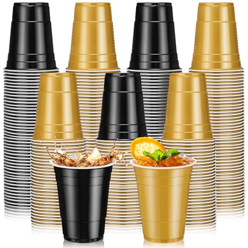 Lounsweer 100 Pack 16 Ounce Plastic Party Cups Heavy Duty Drinking Water Cups for Valentine Carnival St. Patrick's Day Hol...