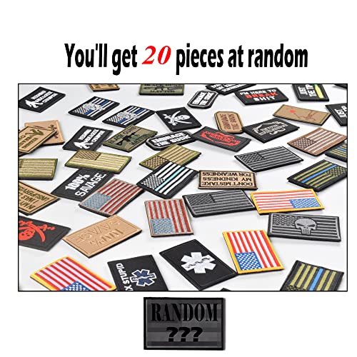 Harsgs 20 Pieces Random Tactical Morale Patch Bundle, Full Embroidery Loop and Hook Patches Set for Caps, Bags, Backpacks,...