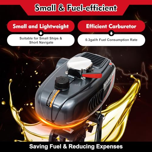 3.5HP Outboard Motor, 2-Stroke 49cc Outboard Engine Gasoline Motorboat Engine Outboard, Outboard Trolling Motor For Fishin...