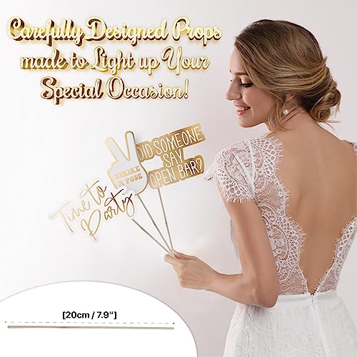 SOUL SHIFT 60PCs Fully Assembled Wedding Photo Booth Props - Prop Stand - Gold Signs - Elegant Wedding & Reception Party S...