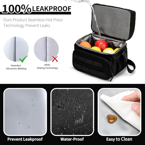 NOL Natural Organic Lifestyle Two Compartment Lunch Cooler Bag for Men, Men's Insulated Lunch Bag, Leakproof Double Decker...