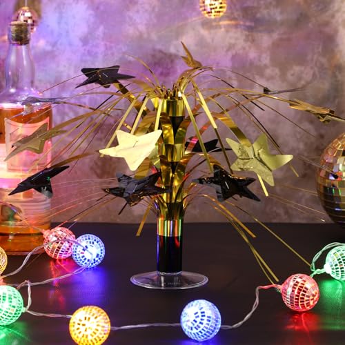 Memorywuu 6 Pcs Black and Gold Foil Spray Centerpieces for Tables Metallic Star Table Decorations for Birthday Party Favor...