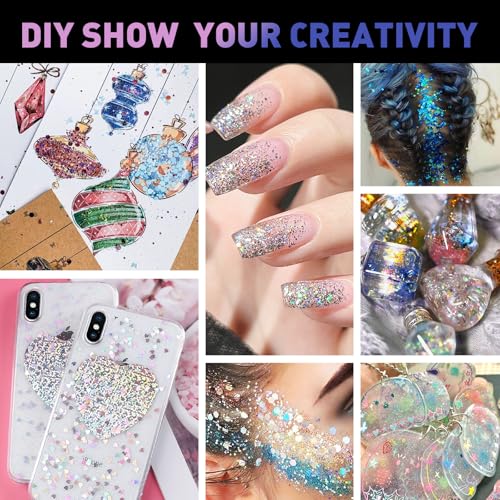 AROIC 14 Colors Body Glitter, Face & Hair Glitter Gel Set for Mardi Gras, Eye Shimmer for Women Glow in the Dark Rave Acce...