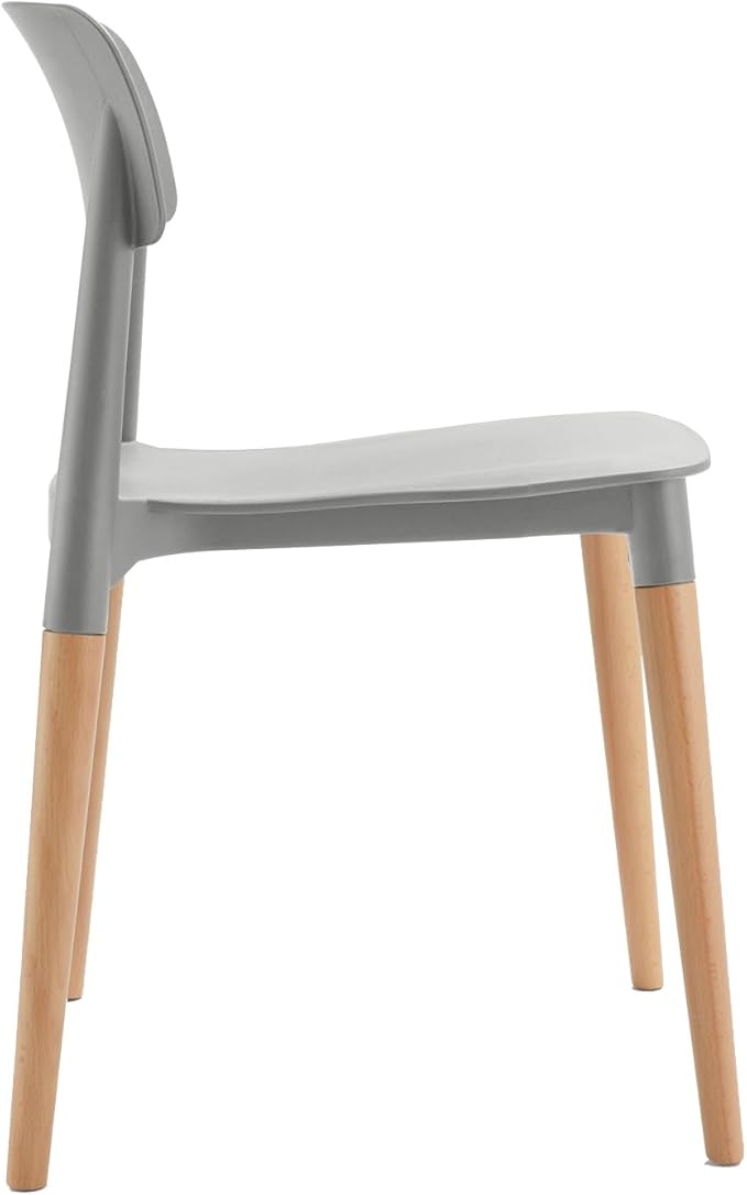 COZYBLOCK Bel Dining Bistro Cafe Style Modern Minimalist Side Chair Set of 2 (Grey)