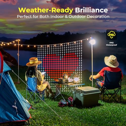 Brewish 400 LED Curtain Fairy Lights | 7.2 x 7.2 Feet Programmable DIY Christmas String Light | Color Changing Music Sync ...