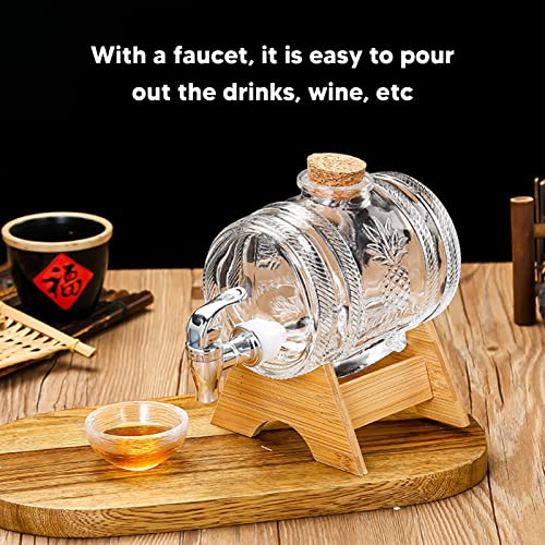 Beverage Dispenser Bucket, Thickened Glass Sealed Beverage Dispenser, Ginseng Wine Brewing Jar Wine Bottle Dispenser with ...