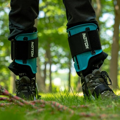Notch Steel Climbers Ergonomic Gaffs 20+ Cuff Adjustment Points, Stirrup Grip Pad, Dual Foot Strap Assembly, Redesigned Cu...