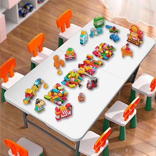 HYMnature Folding Table 4ft Heavy Duty Folding Tables Indoor Outdoor Plastic Dining Table Portable Folding Square Card Tab...