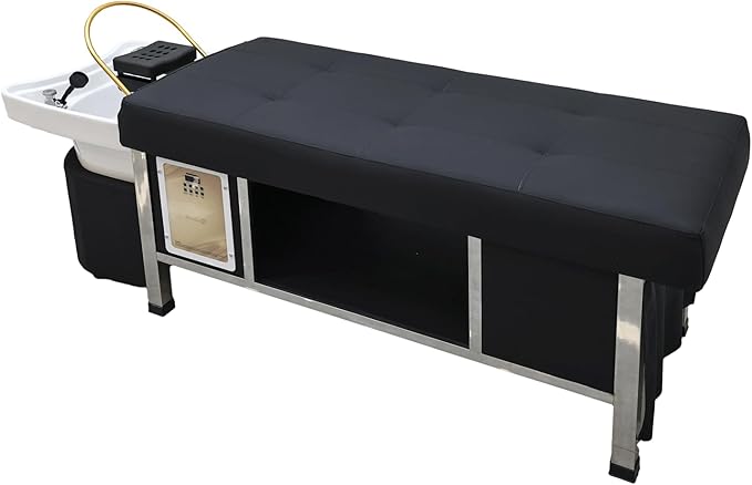 TATARTIST Head Spa Bed Head Care Shampoo Bed Head Spa Equipment Shampoo Backwash Unit with Cover Pillow Hair Salon Massage Table (Black)