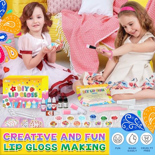 Jcoos Lip Gloss Making Kit, 73PCS Fun Make Your Own Lip Gloss Kit Kids, Beginner, Lipgloss Sets for Girls, DIY Lipstick Se...