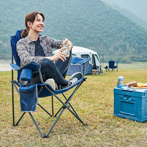 EVER ADVANCED Folding Camping Chair with High Back Padded 2 Pack Oversized Portable Lawn Chairs Lightweight Sturdy Steel F...