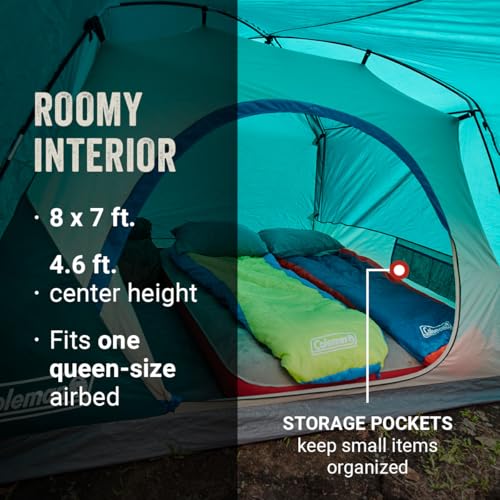 Coleman Skydome Tent with Full-Fly Weather Vestibule, Weatherproof 4/6 Person Tent Sets Up in 5 Minutes & Protects from Wa...