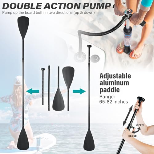 ADVENOR Paddle Board 11'x33 x6 Extra Wide Inflatable Stand Up Paddle Board with Hand Pump,Leash, Adjustable Paddle For Bas...